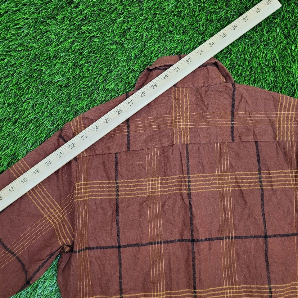 Camisa vintage años 90 Western a cuadros con botones pequeña 19x29 marrón Foto 3 de 4