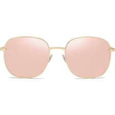New Sojos Womens Pink Mirror Lens Gold Frame UV Protection Shades Sunglasses