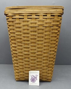 Longaberger 17" x 22" Laundry Clothing Hamper Basket w/ Protector & Lid