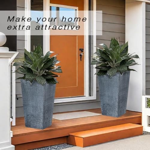 2 Pcs Pack Heavy Duty Plastic Resin 17 Inches Tall Tapered Small Dark Grey - Picture 3 of 7