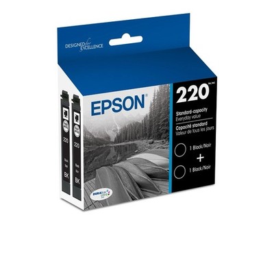 Genuine Epson 220 Durabrite Ultra Twin Pack Black Ink Cartridge 2 Pack Exp:2027