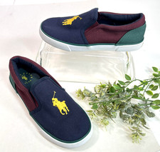 Polo Ralph Lauren Kids Big Pony Color Block Slip-On Canvas Sneakers Size 2