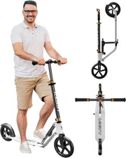 Kick Scooter for Adults – Folding, Adjustable Height, Big Wheels, Lightweight Al