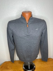 Boys Vineyard Vines L/S 1/2 Zip Pullover Sweater Large L - 16 - Gray - Cotton