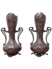 Pair of Art Nouveau WMF Silver Plate Vases - No.390