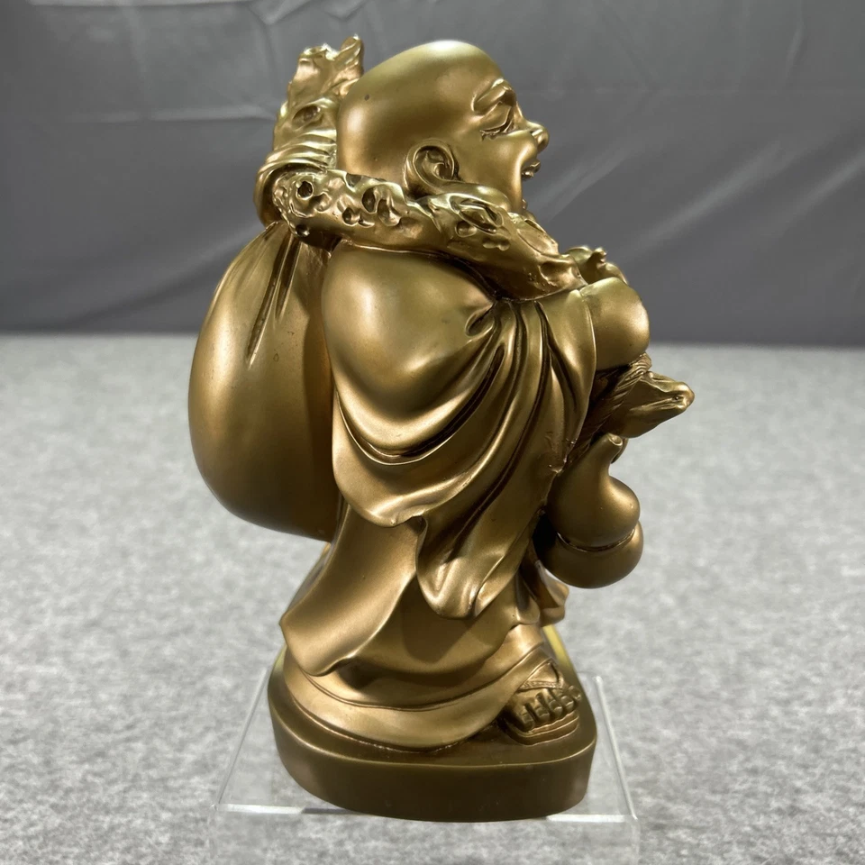 "Estatua de Buda Dorado Feng Shui Prosperidad Fortuna Felicidad Escultura 8.5"" Alto" Foto 4 de 4