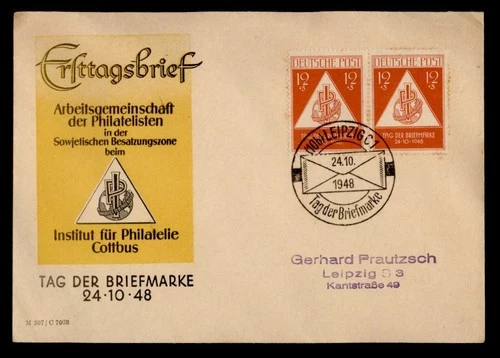 DR WHO 1948 GERMANY FDC STAMP DAY SEMI POST PAIR R49315