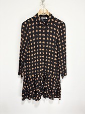 Mint Velvet Shirt Dress Size 10 UK Black Spotty Button Front Collared 'Laura'