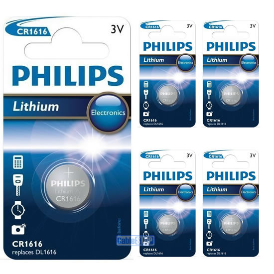 5 x CR1616 3V Lithium Philips Button Battery Coin Cell DL1616 for Car Key Fobs