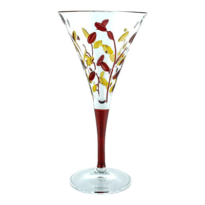 Murano Weinglas gelb roter Stiel handbemalt Venedig