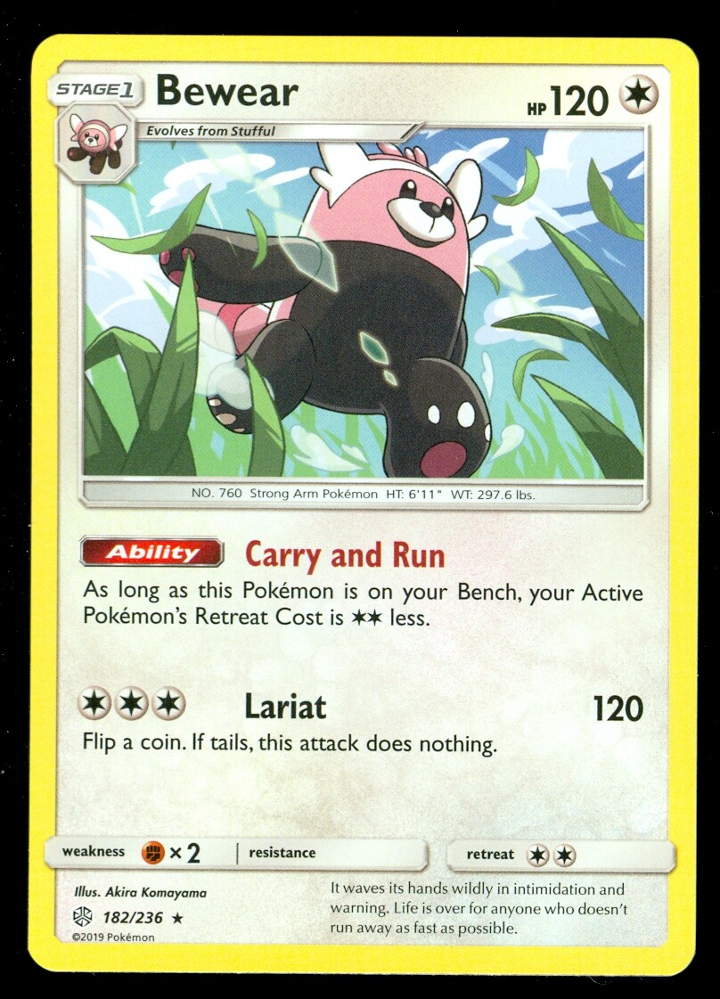 Pokemon BEWEAR 182/236 Cosmic Eclipse RARE - - MINT