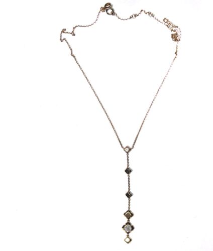 925 silver Gold Plated Vermeil lab grown diamond .12ct pendant lariate necklace - Picture 2 of 9