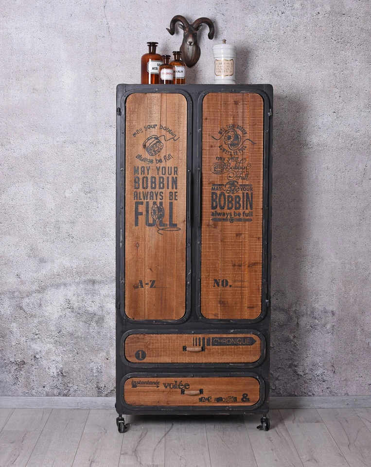 Loft Kleiderschrank Retro Garderobenschrank Industrial Design Wäscheschrank XXL  - Bild 3 von 4