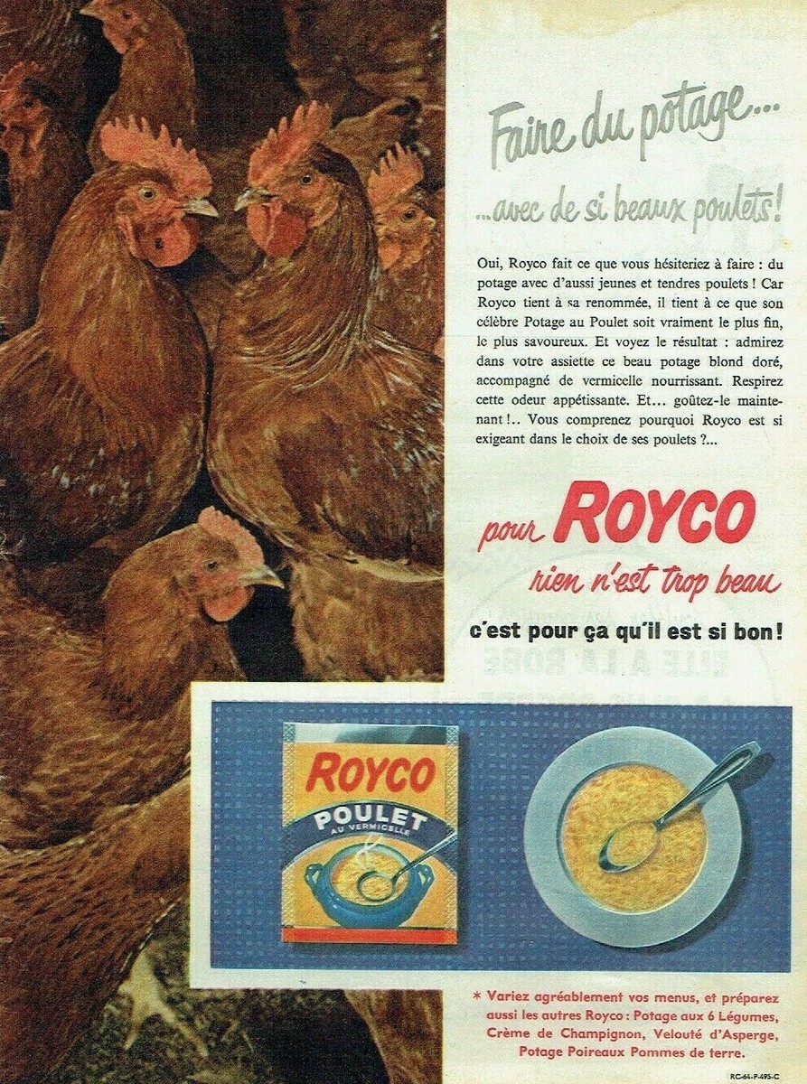 Publicité Advertising 1220 1957 Royco potage si beaux poulets