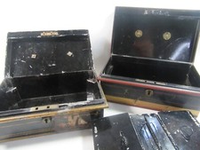 Two Antique / Vintage Tin Cash Boxes 1 With Inner Tray .