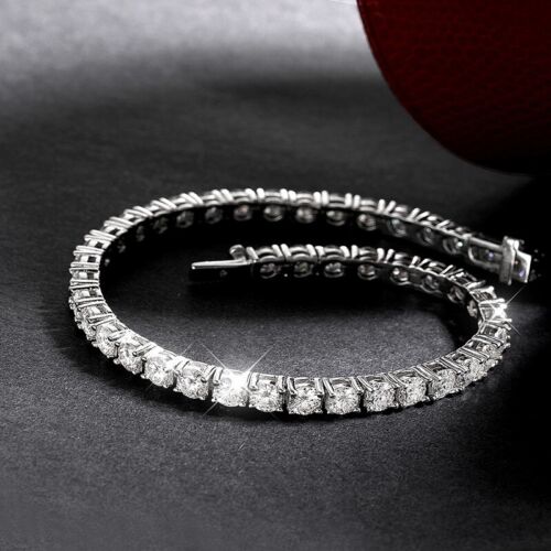 3.5mm Moissanite Tennis Bracelet Men 925 Sterling Silver 18K White Gold Overlay - Picture 4 of 14