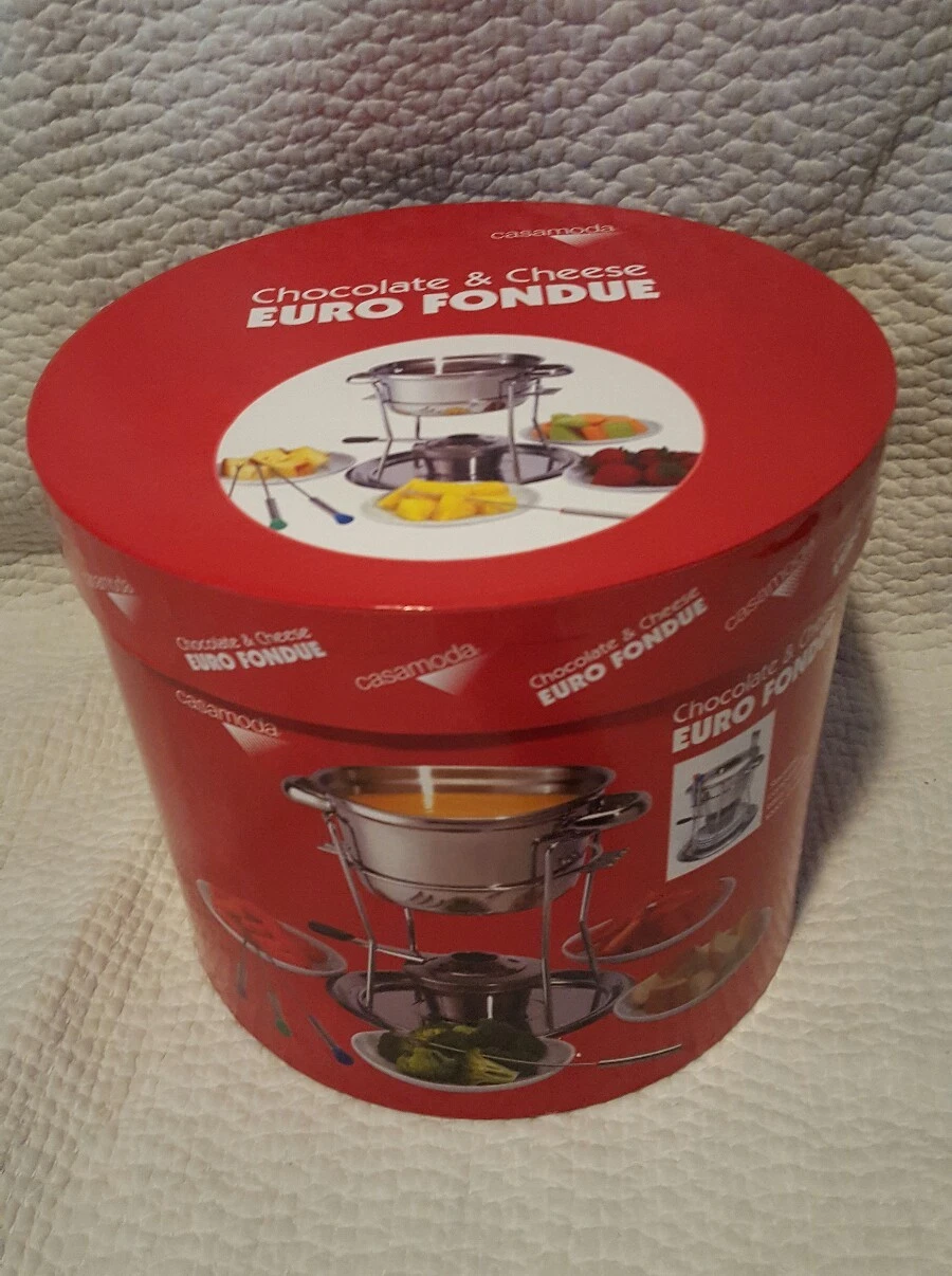 New Stainless Steel Casa Moda Chocolate and Cheese Euro Full Size Fondue Set