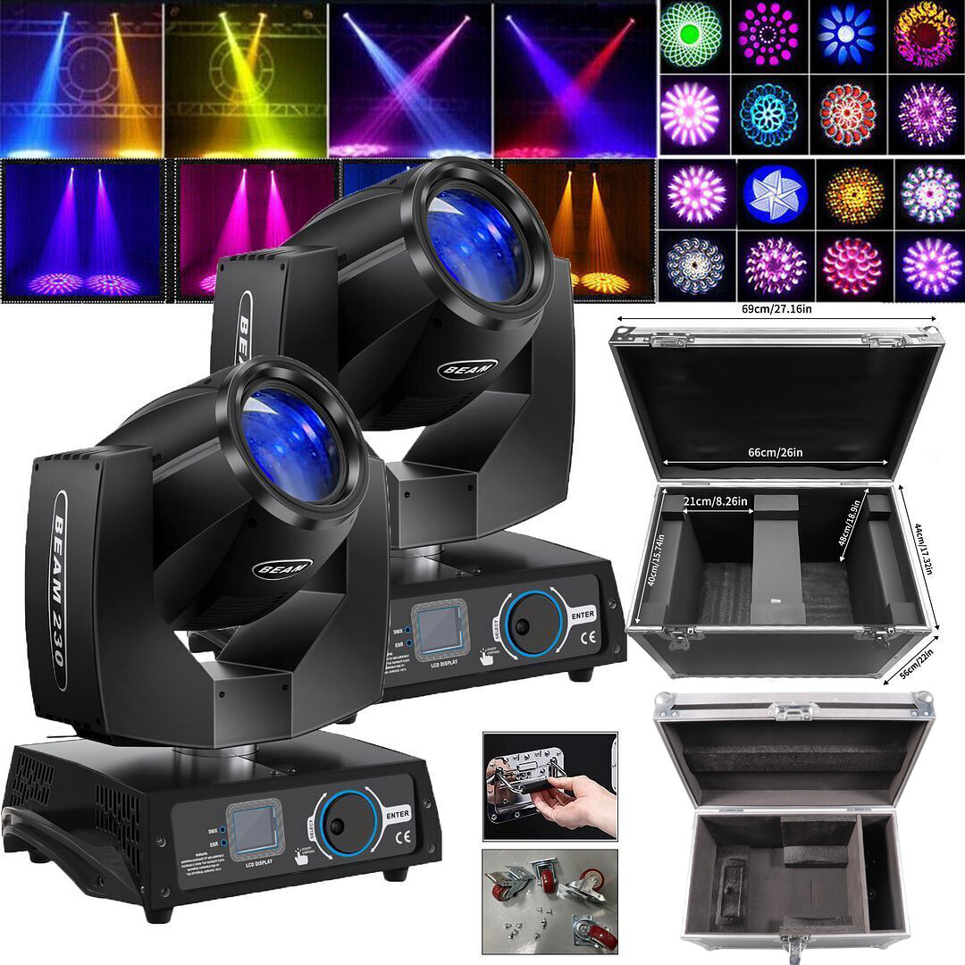 7R 230W Beam Moving Head con Flightcase 16+8 haz de prisma DMX discoteca luz de escenario