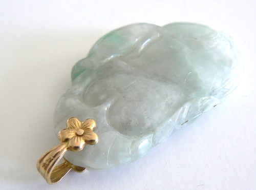 Happy Buddha 14K Gold JADE JADEITE Pendant Vintage Antique A Grade 60's - Picture 5 of 8