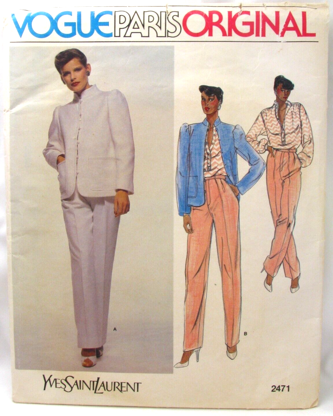 Tuta giacca pantalone Yves Saint Laurent Vogue Paris modello originale 2471 taglia 8 non tagliata