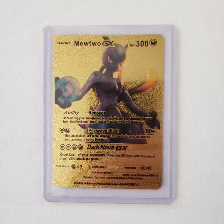 Pokemon Card Mewtwo GX Full Art 300HP Gold Foil Fan Art Pack Fresh to