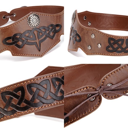 Unisex Mittelalter Kreis Stirnband Cosplay PU Leder Krone Krieger Kopf Ring - Bild 8 von 14