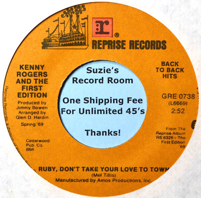 Kenny Rogers Ruby Don't Take Your Love to Town /ReubenJames HITS NM 45 7'' Vinyl