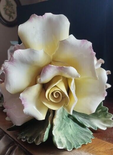 Antique Capodimonte 7 lg roses & 7 rose buds arrangement (has damage in pic)21" - Picture 22 of 24