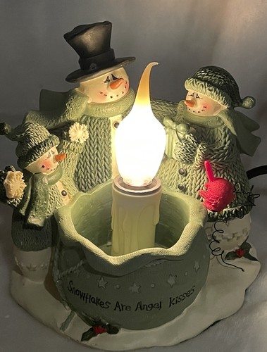 Vintage Crazy Mountain 5” lighted 3 snowman/candle Designs by Angela Anderson - Picture 2 of 4