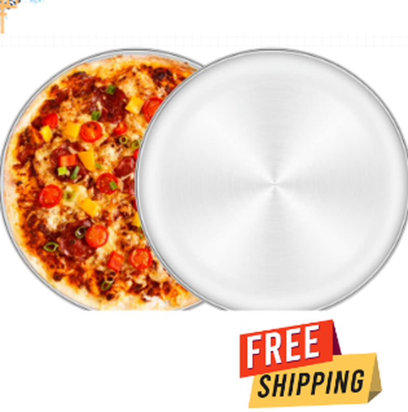 Pizza Baking Tray 12"" Stainless Steel Oven Tray Baking Sheet Less Stick Set of 2