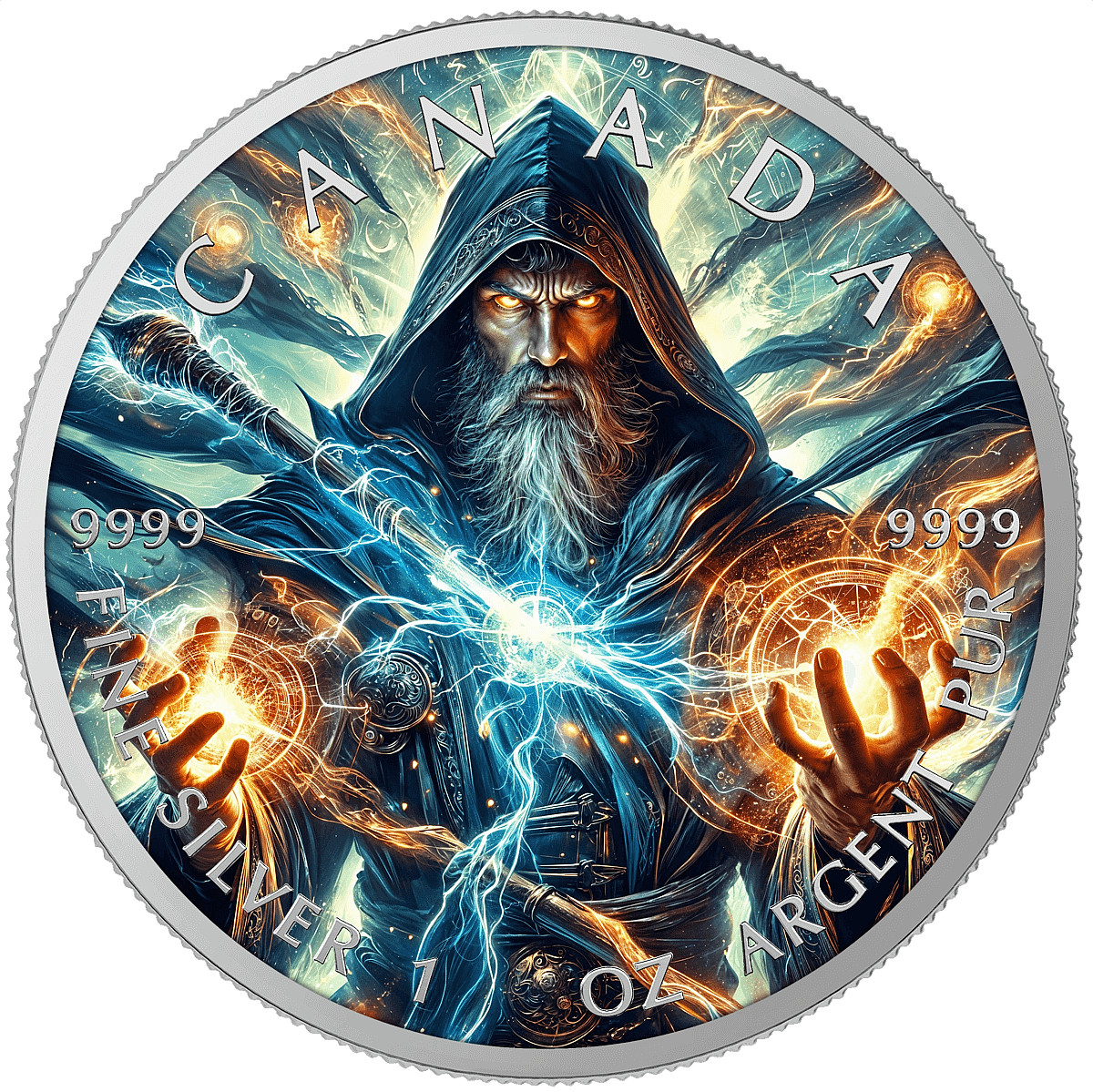 "The Wizard"  Maple Leaf  1 oz Silver Colorized Coin,  only 200pcs, Canada 2025