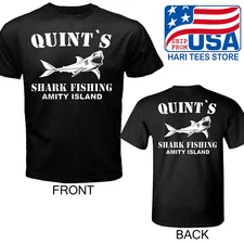 Amity Island Quints Shark Fishing Jaws Men's Black Size S to 5XL