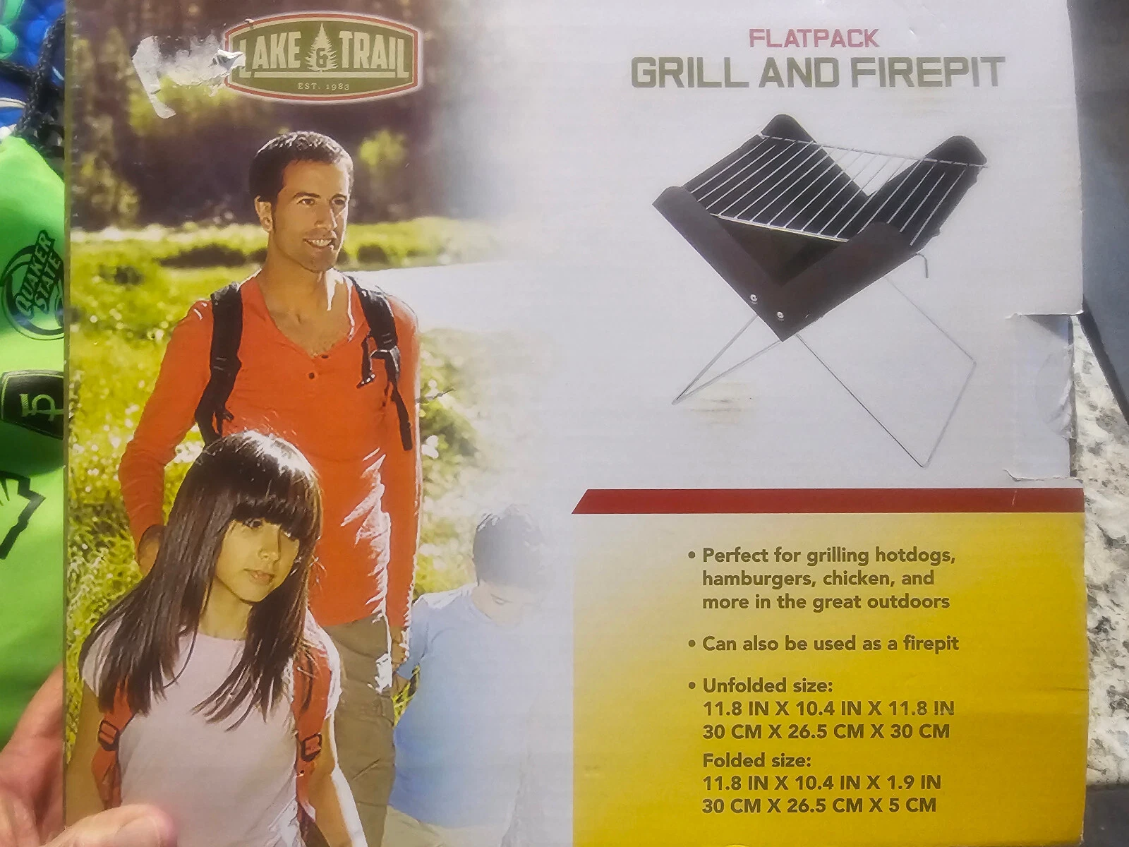 New Lake & Trail Flatpack Grill and Firepit Portable camping tailgating fishing