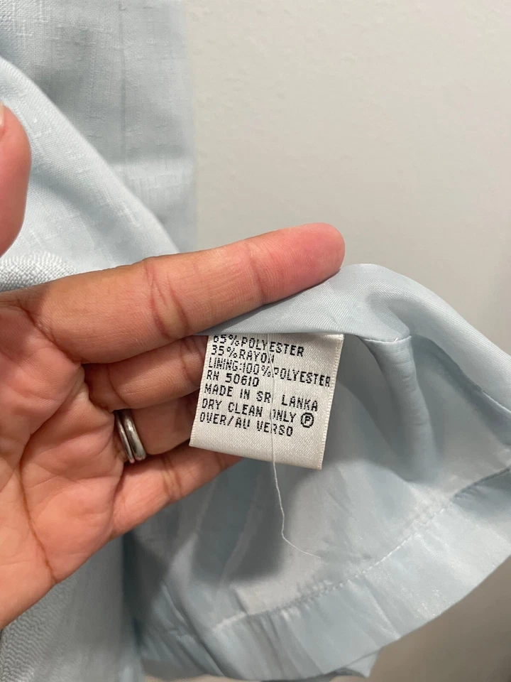 Vintage Womens Dress Size 6 Blue Button Up Short Sleeve Secretary Career 90s - Image 3 of 4