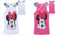 Girl's Disney's Minnie Mouse  PINK or WHITE Floral Tank Top  Shirt NEW FREE SHIP