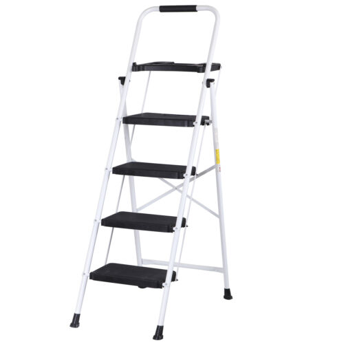 4 Step Ladders Folding Step Stool Anti-Slip Pedals Compact & Portable for Home