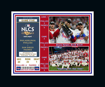 PHILADELPHIA PHILLIES WIN 2022 NLCS MATTED MULTI IMAGE PIC OF TIX@CELEBRATION #2