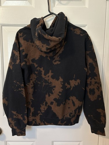Artist Union Hoodie Mens Small Skeleton Peace Sign Brown Black Tie Dye Pullover - Picture 3 of 4