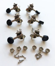 NEW Vintage Style Individual Guitar Tuners Chrome Black Oval Buttons
