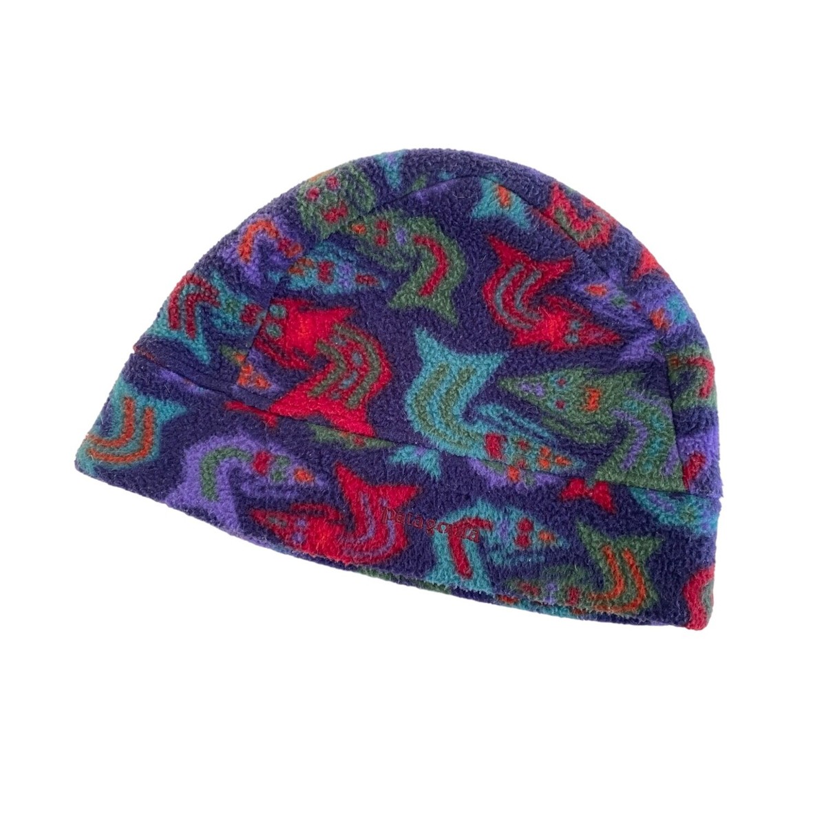 90s patagonia ニット帽 Patagonia Synchilla Fleece Beanie Cap Hat Rare VTG Geometric