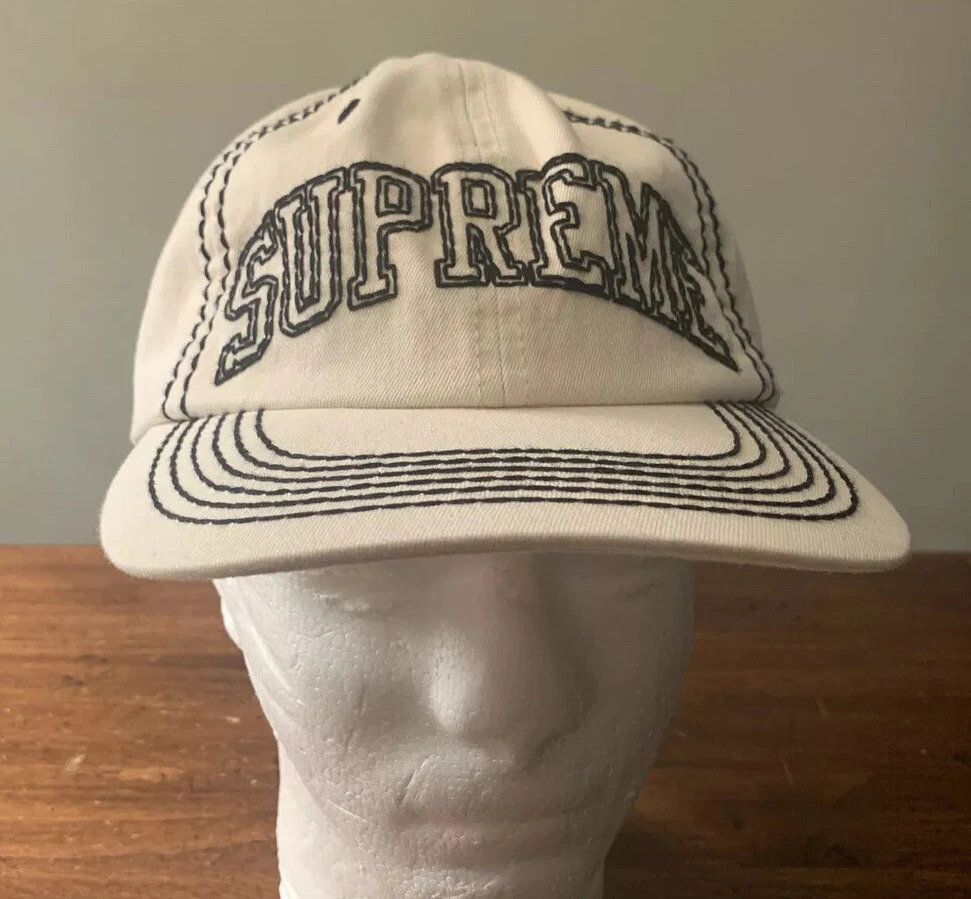 SUPREME BIG STITCH 6-PANEL WHITE HAT, FW20 WEEK 3 OS (100% AUTHENTIC) BRAND NEW
