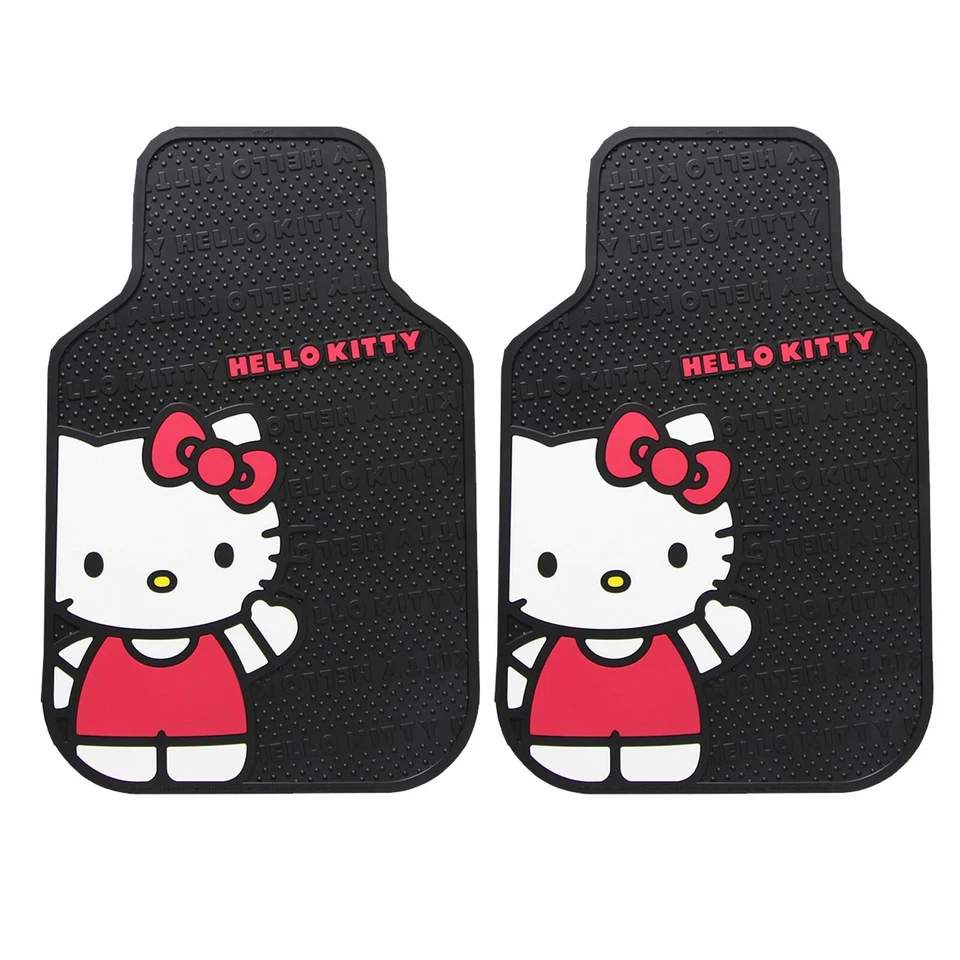 NUEVO 7 PIEZAS HELLO KITTY Alfombrillas de goma delanteras traseras cubierta del volante para coche camión Foto 3 de 4