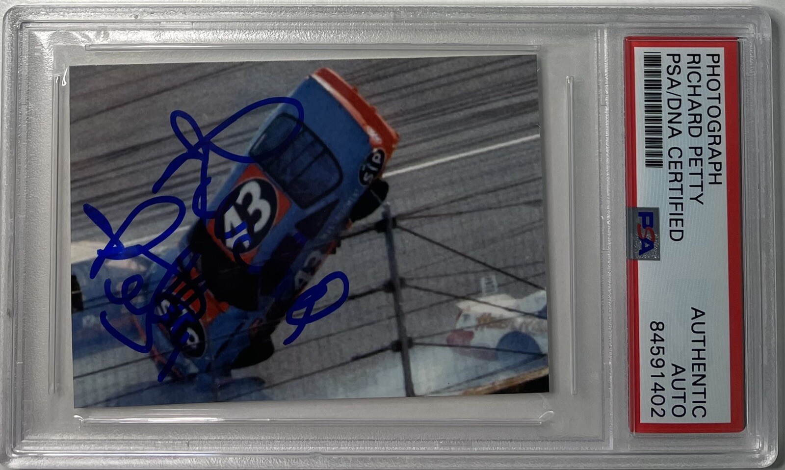 RICHARD PETTY NASCAR CRASH SIGNED PHOTOGRAPH AUTOGRAPH PSA DNA CERTIFIED PICTURE