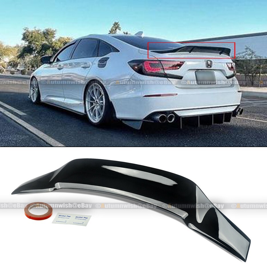 For 1822 Honda Accord 10th Gen R Style Glossy Black Trunks Lid Wing