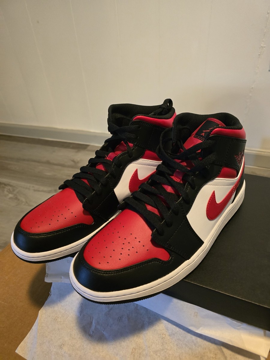 Air Jordan 1 Mid Black/Fire Re - White | eBay