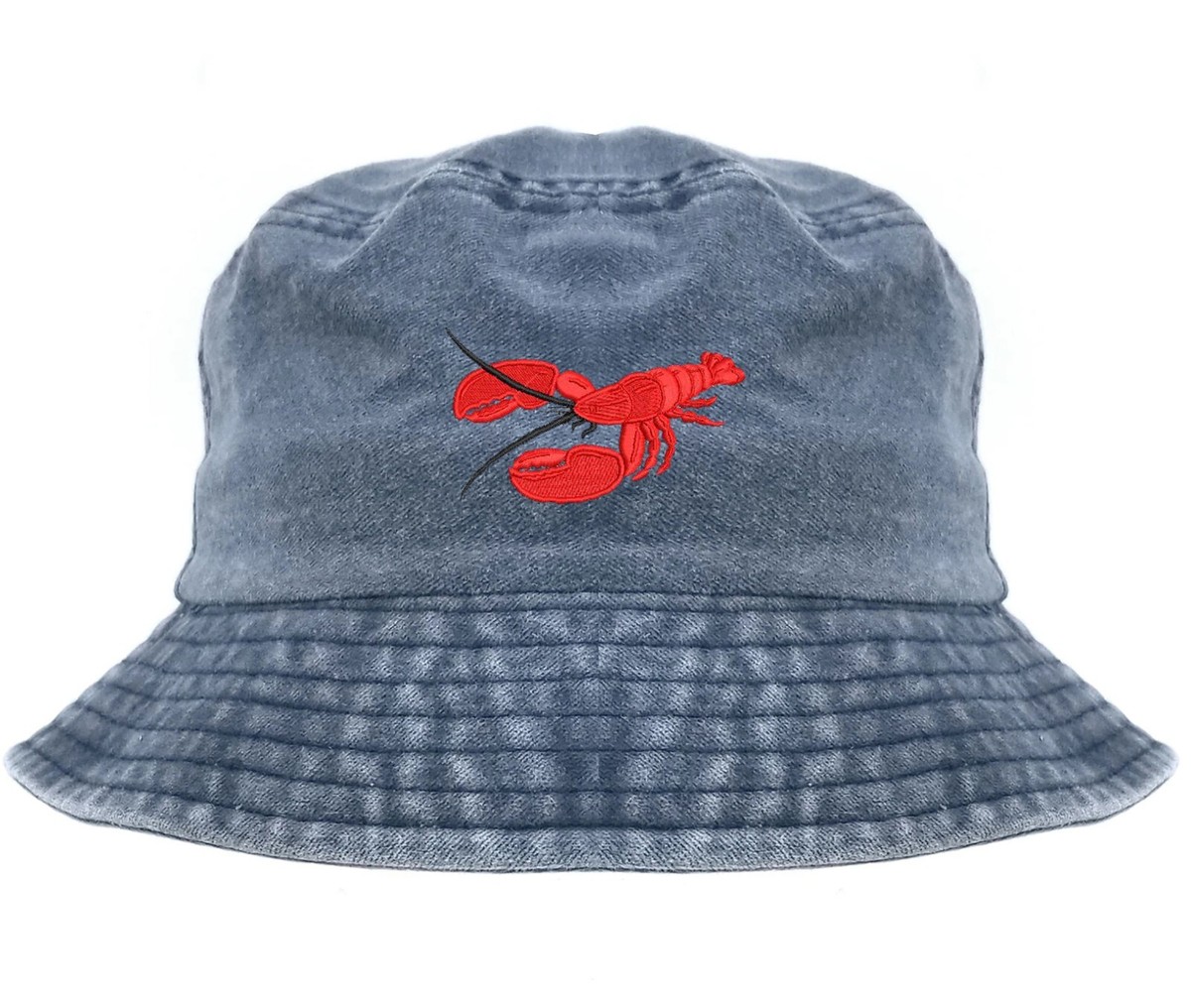 Red Lobster embroidered bucket hat, pigment dyed bucket hat 