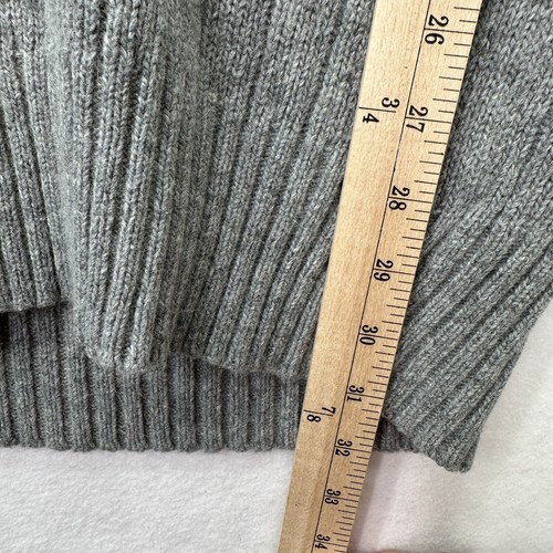American Eagle Y2K Cable Knit Sweater Sz M Hooded Gray Long Vintage - Picture 8 of 15