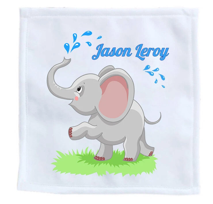 serviette enfant pour école - invité elephant personnalise nom prénom réf 08 - Photo 1/1