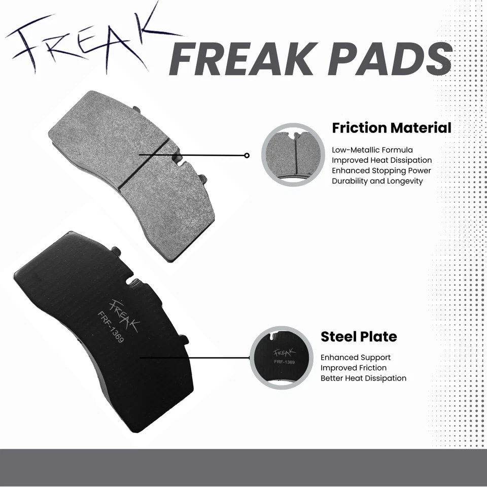 Front Rear Low-Metallic Brake Pads Kit Fit For Freightliner D1369 Foto 2 de 4