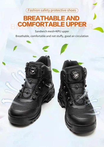 Fashion Men's Safety Shoes Rotated Button Anti-puncture Steel Toe Work Boots - Picture 12 of 24
